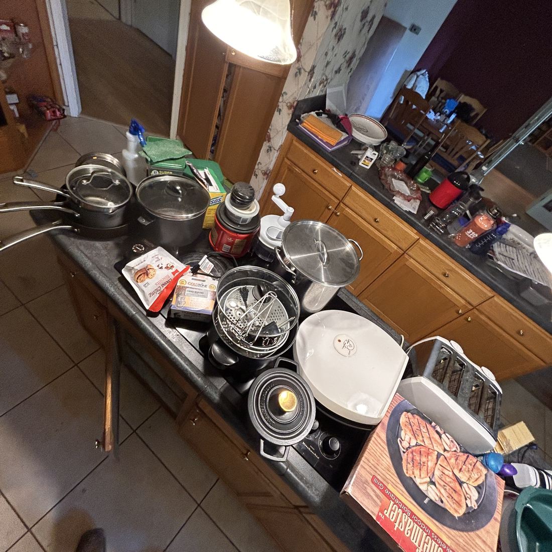 Kitchen counters being cleared