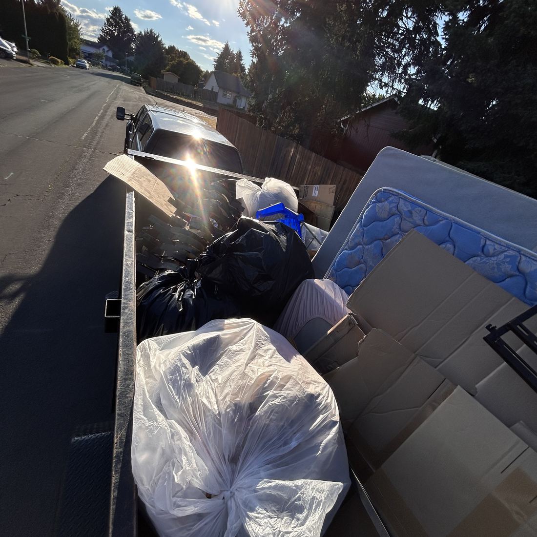 Loaded trailer on a sunny afternoon